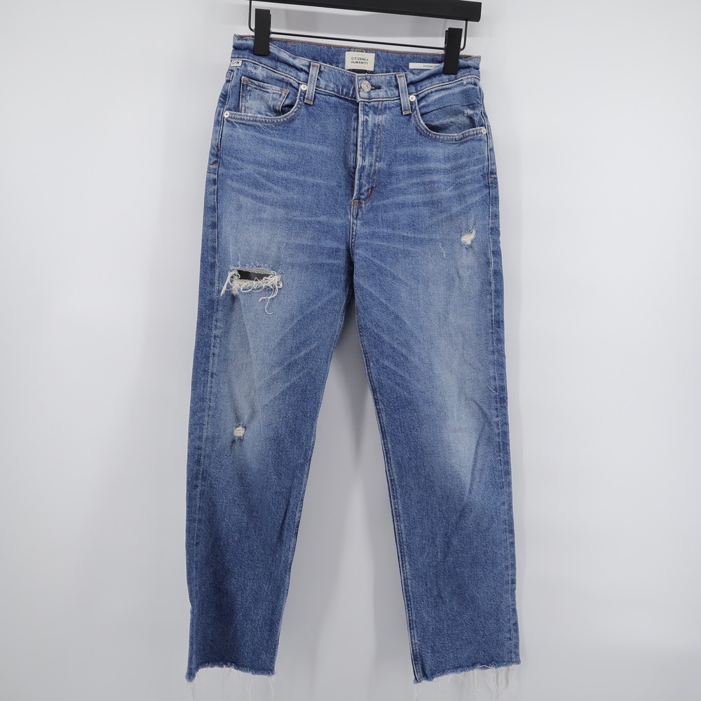 Citizens of Humanity Daphne Crop Distressed Jeans Blue Womens 26 (26x26)